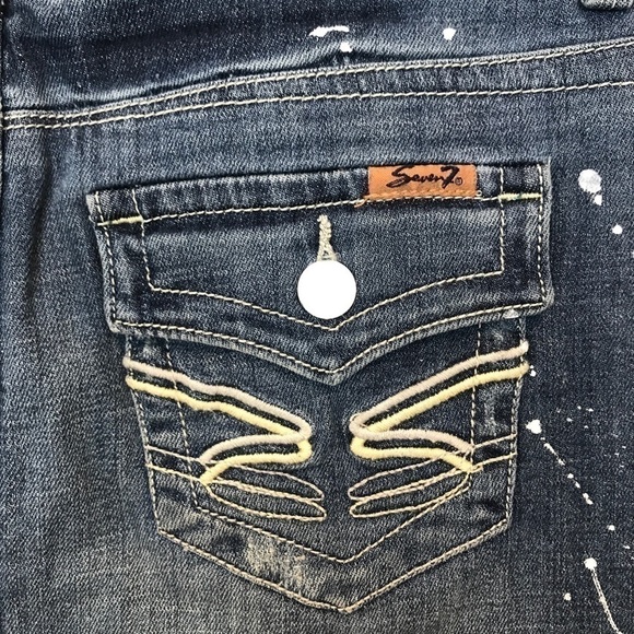 Seven 7 Denim Micro Mini Released Hem Bleach Detail 25 - Picture 7 of 8